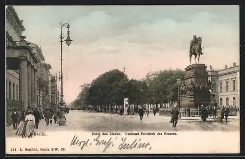 AK Berlin, Unter den Linden, Denkmal Friedrich des Grossen