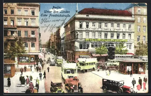 AK Berlin, Unter den Linden, Ecke Friedrichstrasse