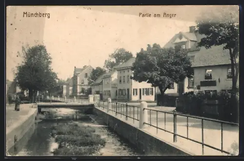 AK Münchberg, Strasse am Anger, Brücke