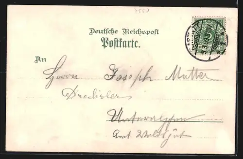 Lithographie Rastatt, Schloss, Stadtkirche, St. Bernhardus-Brunnen