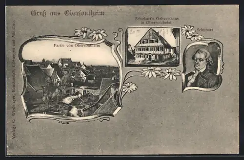 AK Obersontheim, Partie von Obersontheim, Schubarts Geburtshaus, Schubart