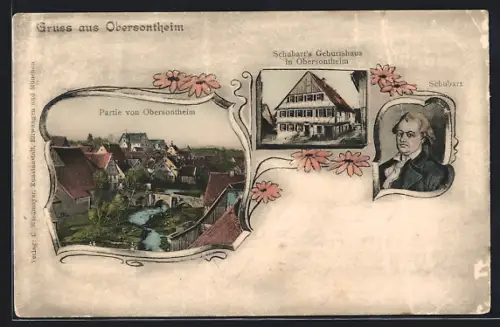 AK Obersontheim, Partie von Obersontheim, Schubarts Geburtshaus