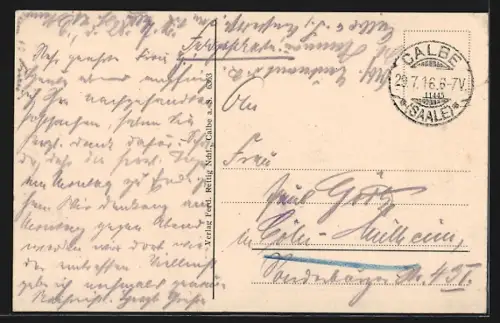 AK Calbe a. S., Querstrasse aus der Vogelschau