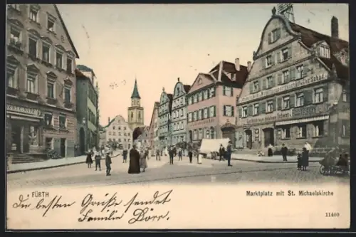 AK Fürth / Bayern, Marktplatz, Gasthaus zum gold`nen Schwan