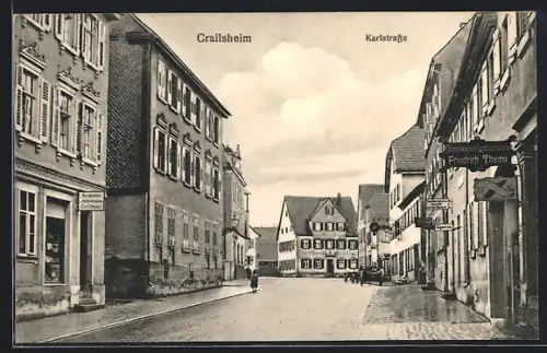 AK Crailsheim, Geschäft von Friedrich Thoma in der Karlstrasse