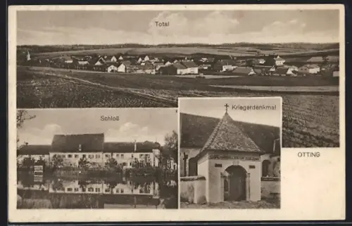 AK Otting / Schwaben, Schloss, Kriegerdenkmal, Ortspanorama