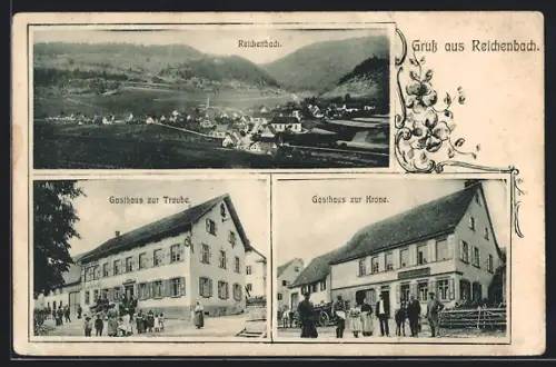 AK Reichenbach / Württ., Totalansicht, Gasthaus zur Traube, Gasthaus zur Krone