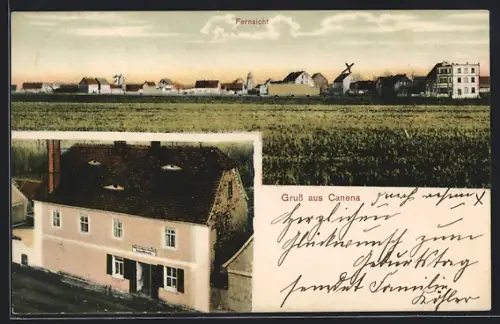 AK Canena, Geschäft von August Michaelis, Fernsicht