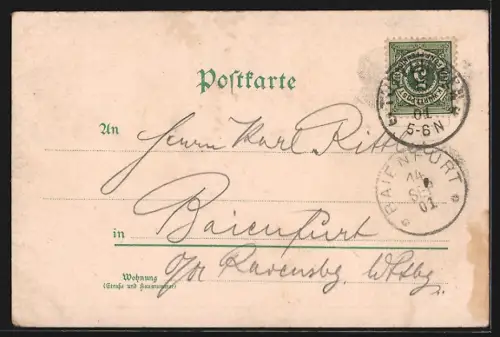 Lithographie Dürbheim, Gasthaus z. Schützen, Gasthaus z. Adler, Schule und Rathaus, Kirche