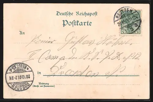 Lithographie Stiebitz, Gasthof zum Deutschen Haus mit Garten