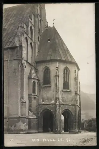 Foto-AK A. Stockhammer: Hall i. T., Rückseite der Kirche