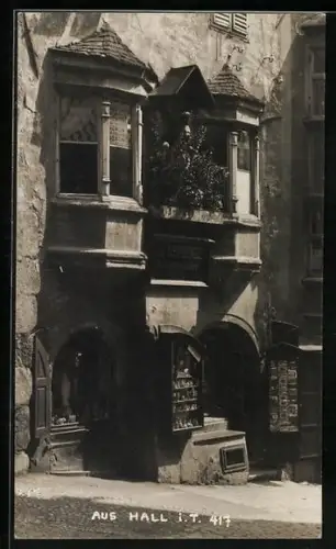 Foto-AK A. Stockhammer: Hall /Tirol, Geschäft Jos. Schweninger, Glasermeister