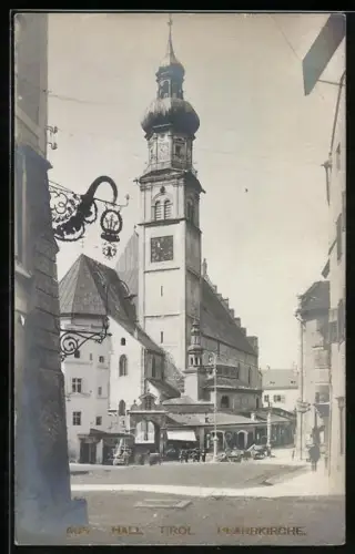 Foto-AK A. Stockhammer: Hall in Tirol, Blick auf die Pfarrkirche