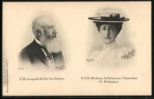 AK Léopold II., Roi des Belges, et Madame la Princesse Clémentine de Belgique