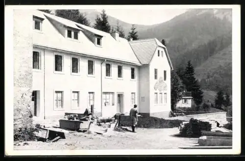 AK Vordernberg /Stmk., Naturfreundehaus auf der Handlalm, Bild aus der Bauzeit