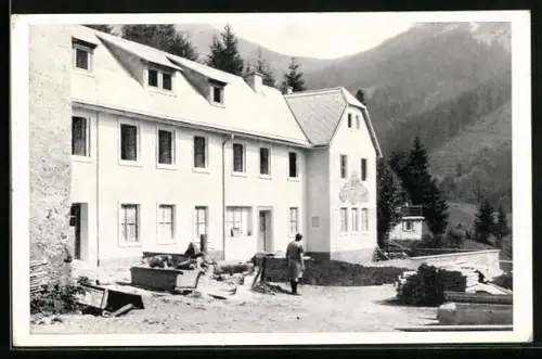 AK Vordernberg /Stmk., Naturfreundehaus auf der Handlalm, Bild aus der Bauzeit