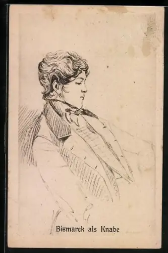 Künstler-AK Bismarck als Knabe im Profil