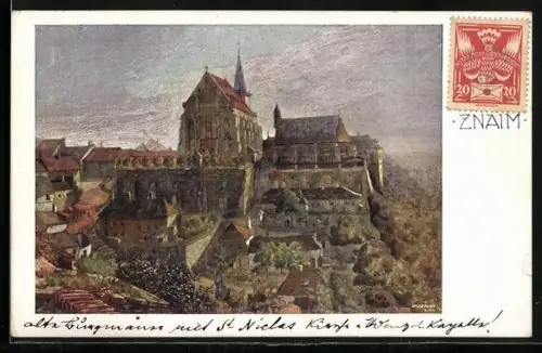 AK Znaim, Kirche - Rückansicht - Karte des deutschen Schulvereins Nr.267