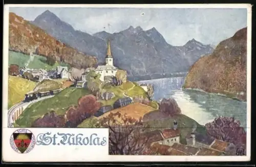 Künstler-AK Deutscher Schulverein Nr. 285: Flusspartie in St. Nikolas