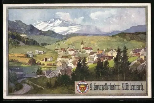 AK Deutscher Schulverein Nr.718: Mariazellerhalm, Mitherbach aus der Vogelschau