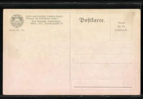 AK Deutscher Schulverein Nr. 707: Waidhofen a. d. Thaya, Teilansicht der Ortschaft