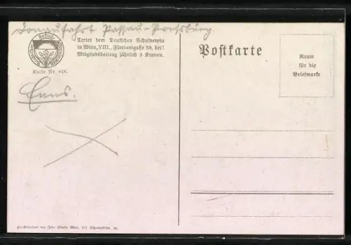 Künstler-AK Enns, Ortsansicht mit Brücke