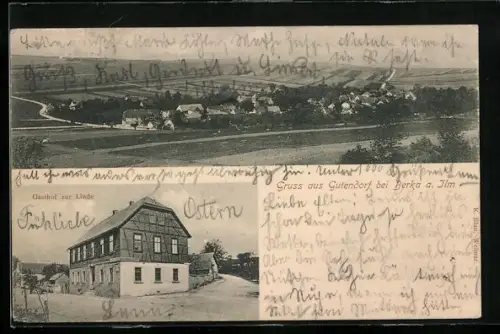 AK Gutendorf bei Berka, Ortsansicht, Gasthof zur Linde