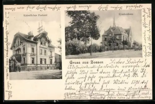 AK Zossen, Kaiserliches Postamt, Krankenhaus