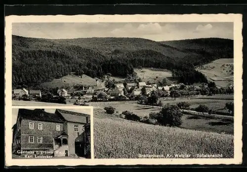 AK Breitenbach / Ehringshausen, Gasthaus z. grünen Wald, Inh. Karl Leidecker