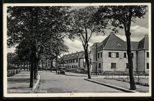 AK Köln-Dünnwald, Siedlung mit Strassenpartie
