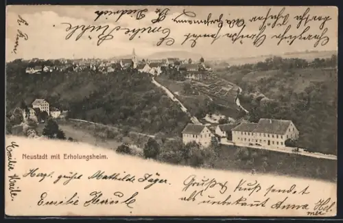 AK Neustadt / Waiblingen, Erholungsheim und Ort aus der Vogelschau