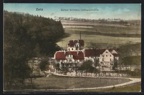 AK Zeitz, Zeitzer Schweiz, Schneidemühle mit Umgebung