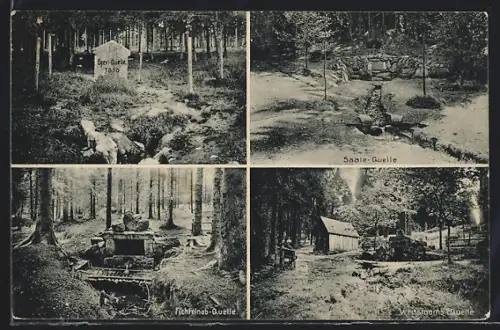 AK Bischofsgrün, Eger-Quelle, Saale-Quelle, Fichtelnab-Quelle, Weissmain-Quelle