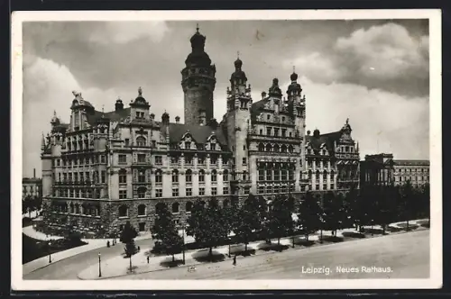 AK Leipzig, Neues Rathaus aus der Vogelschau