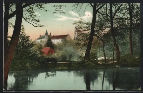 AK Ilsenburg a. H., Schloss mit Teich