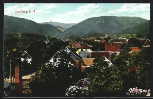 AK Ilsenburg i. H., Blick auf Ort und Berge
