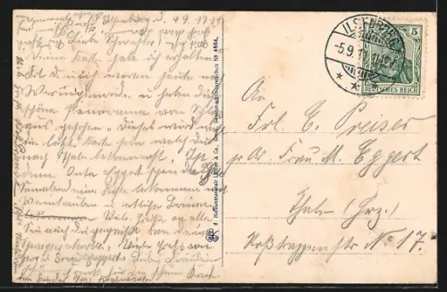 AK Wernigerode, Ortsansicht mit Blick nach dem Brocken