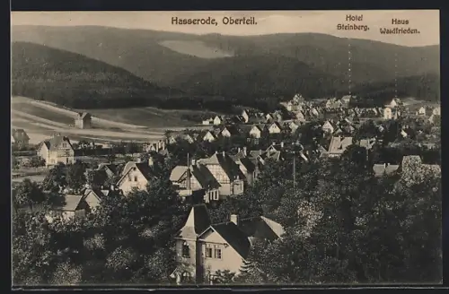 AK Wernigerode-Hasserode, Oberteil mit Hotel Steinberg u. Haus Waldfrieden