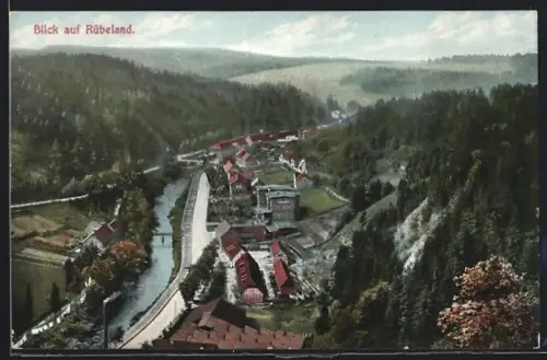 AK Rübeland, Blick auf den Ort und Umgebung