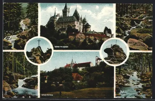 AK Ilsenburg /Harz, Schloss Wernigerode, Ilsefälle, Ilsestein
