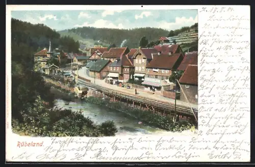 AK Rübeland, Ortsansicht mit Fluss
