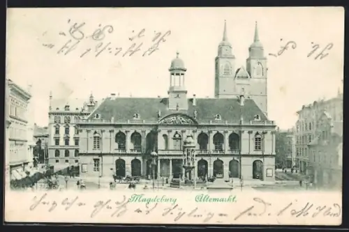 AK Magdeburg, Alter Markt, Rathaus, Johanniskirche