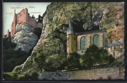 AK Oberstein a. d. Nahe, Schloss, Felsenkirche