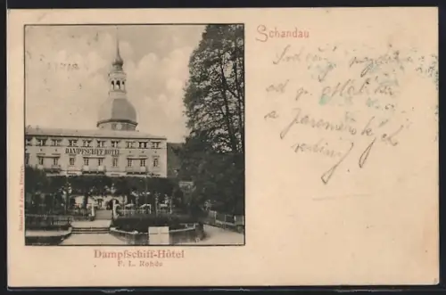 AK Schandau, Dampfschiff-Hôtel, Inh. F. L. Rohda