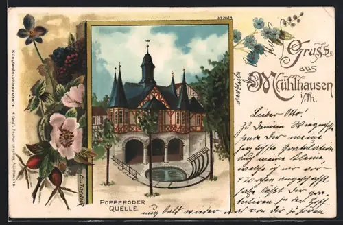 Lithographie Mühlhausen i. Th., Popperoder Quelle
