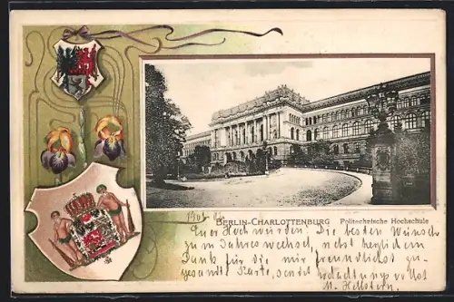 Passepartout-Lithographie Berlin-Charlottenburg, Politechnische Hochschule, Wappen