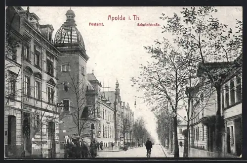 AK Apolda i. Th., Postamt, Bahnhofstrasse
