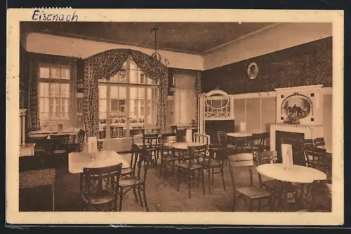 AK Eisenach, Gasthaus Conditorei Hermann Barth in der Karlstr. 35, Innenansicht