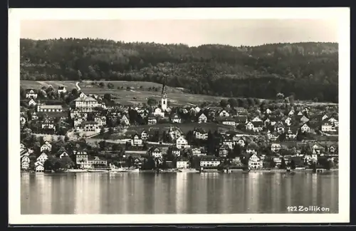 AK Zollikon, Ortsansicht vom Wasser aus