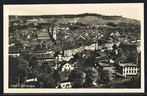 AK Winterthur, Panorama mit Kirche